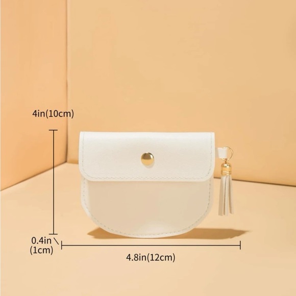 ◾️2/$25 White Tassel Decor Snap Button Coin Purse/ Coin bag / Card holder purse - Picture 5 of 9